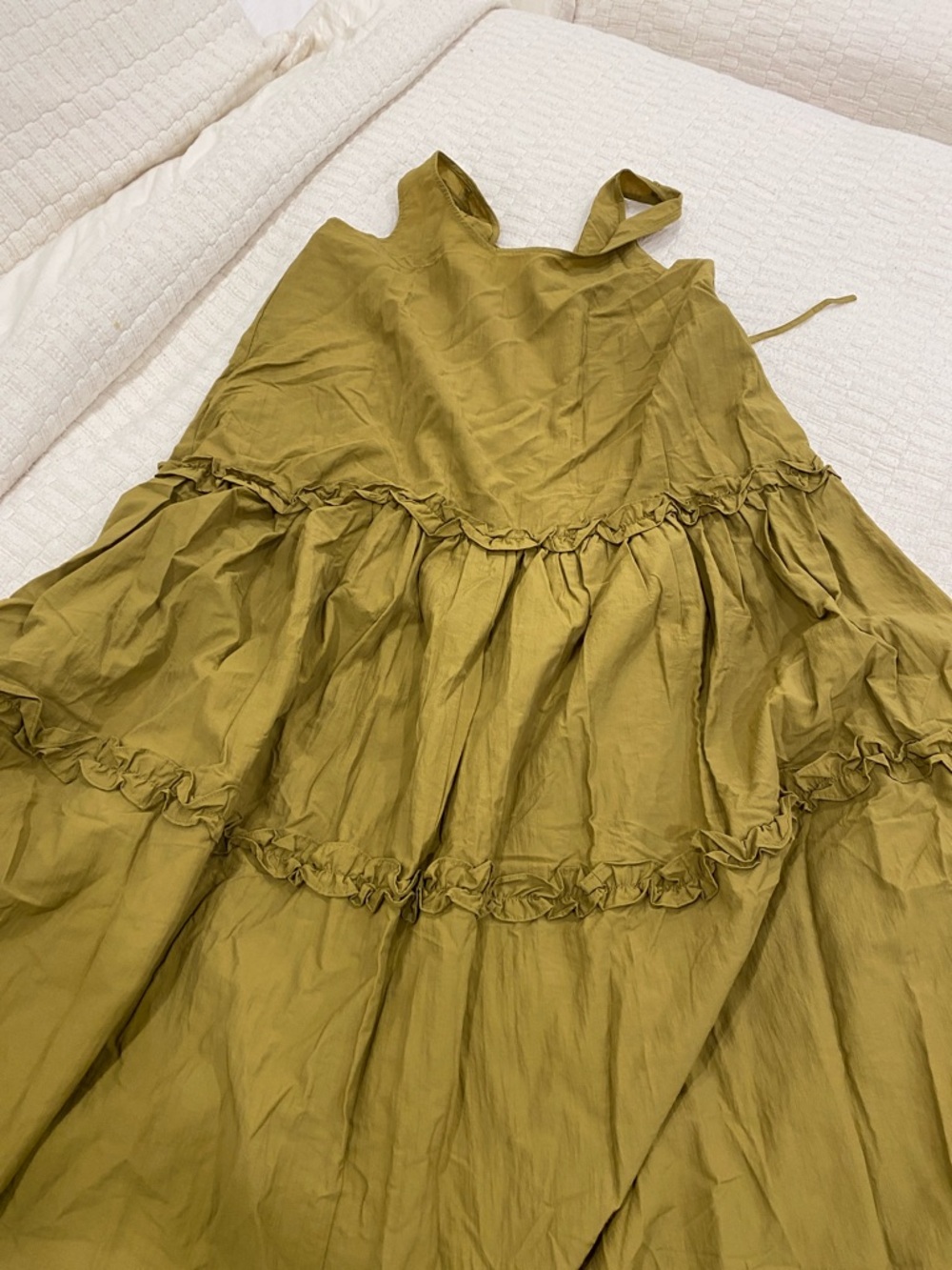 NWT Ghospell tiered ruffled maxi dress in olive - Picture 5 of 7